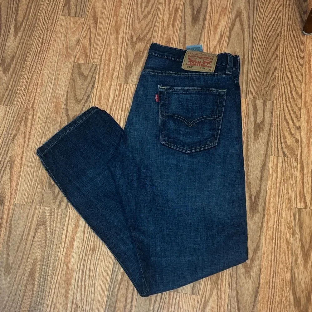 Levi’s 513 Men’s Slim Straight Cotton Blue Jeans, 34 x 30